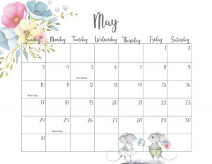 Cute May 2020 Calendar Template