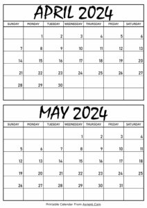 April and May 2024 Calendar