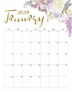 Calendar January 2024 Cute
