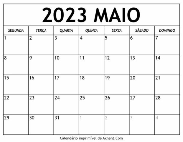 Calendário De Maio De 2023