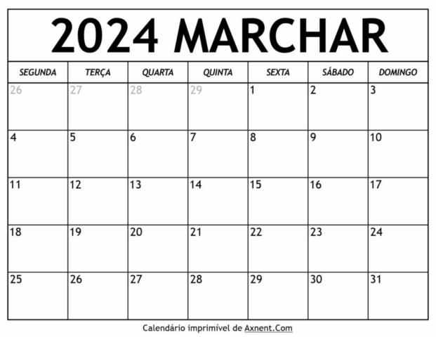 Calendário De Marchar De 2024