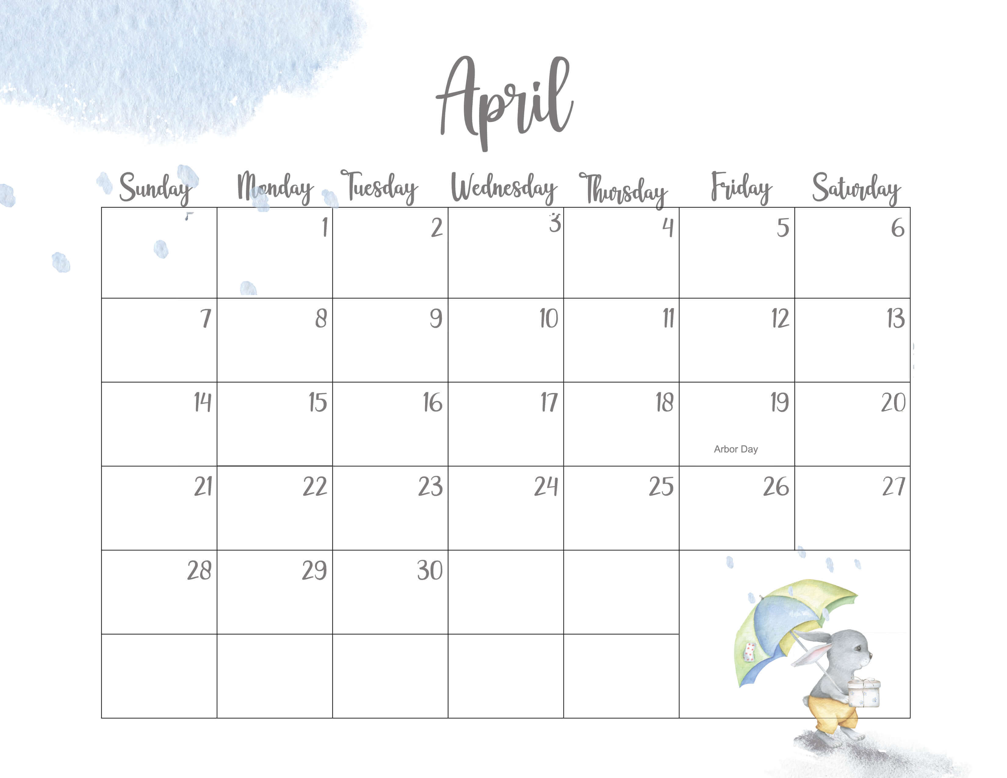 Cute April Calendar 2024