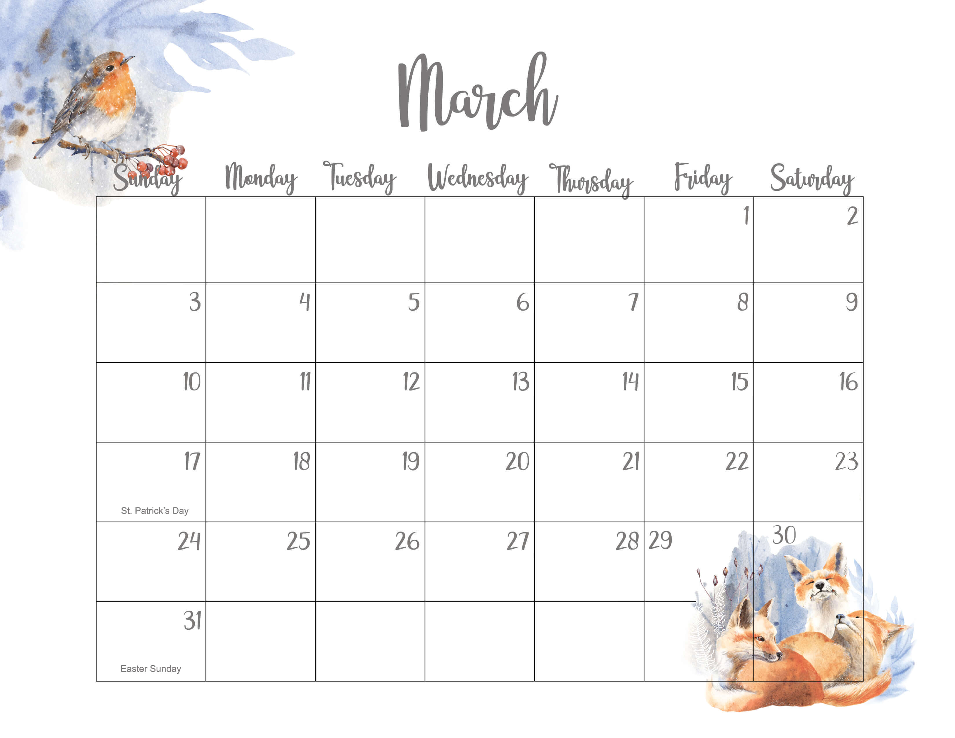 Cute March Calendar 2024