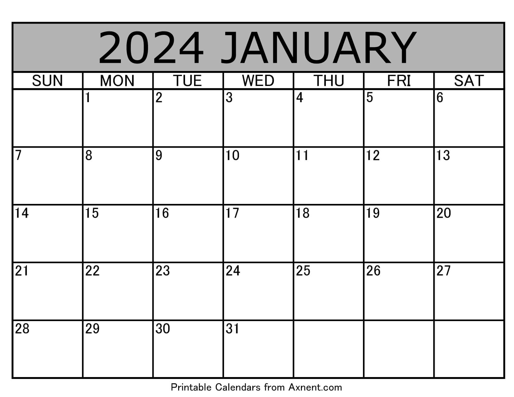 January 2024 Calendar Template