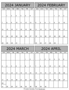January February March April 2024 Calendar