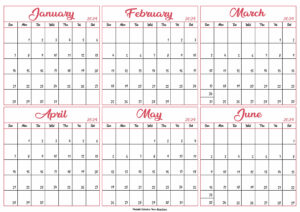 January to June Calendar 2024