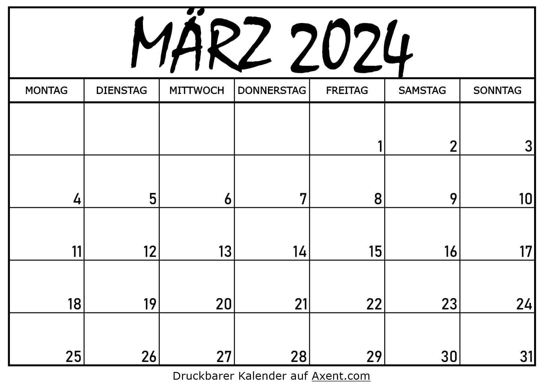 Kalender März 2024