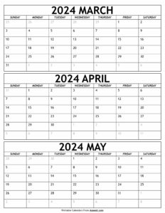 March to May 2024 Calendar