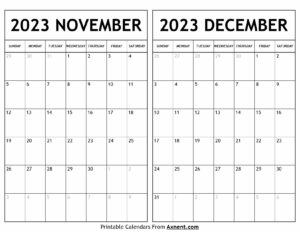 November December 2023 Calendar