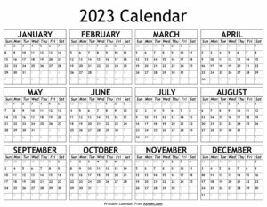 Printable 2023 Calendar