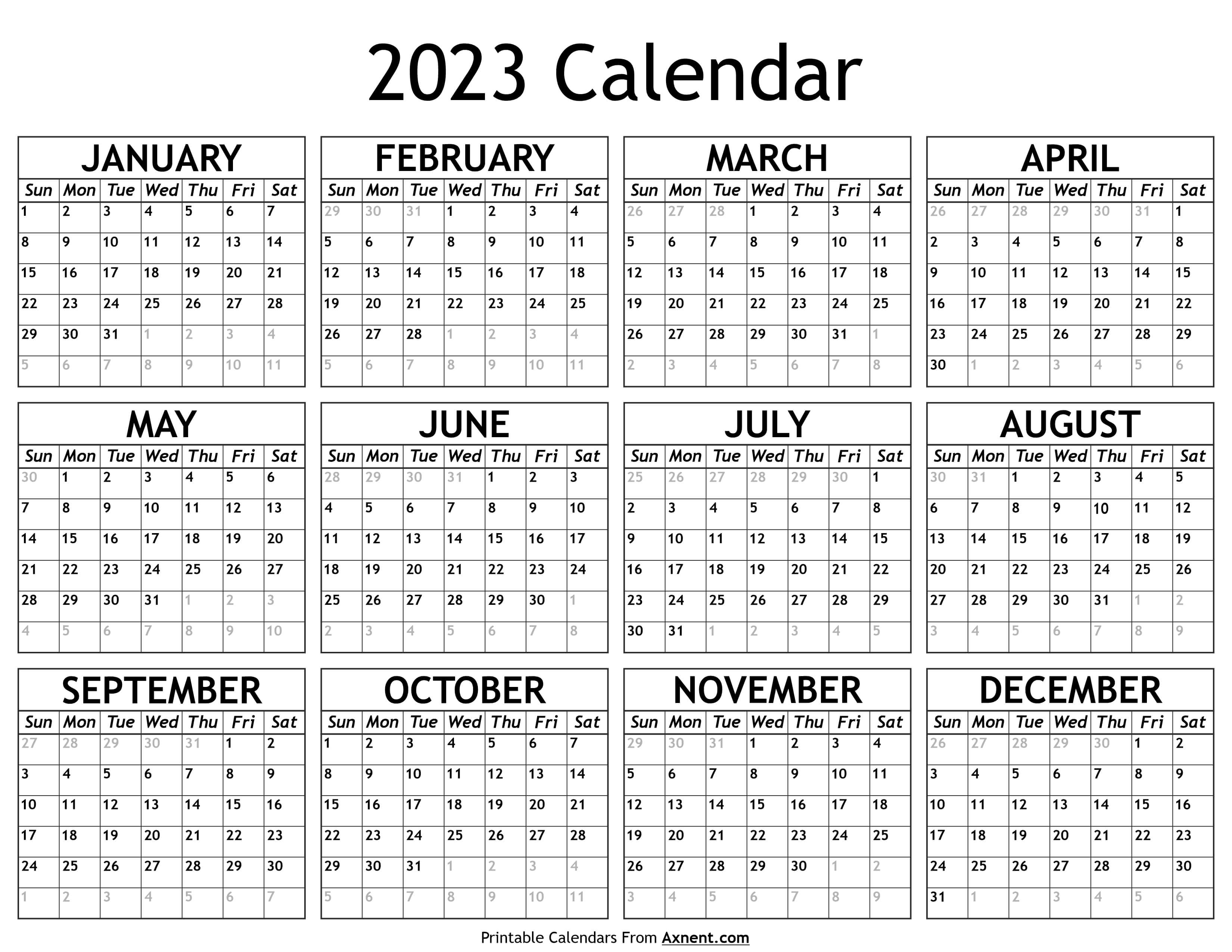 Printable 2023 Calendar