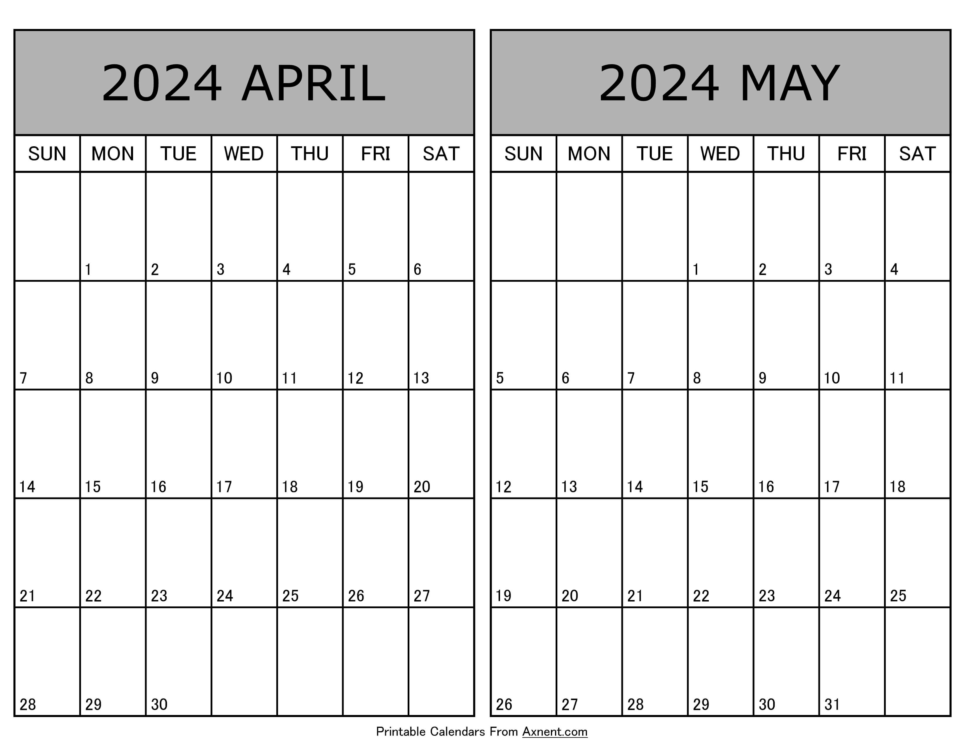 Printable April May 2024 Calendar