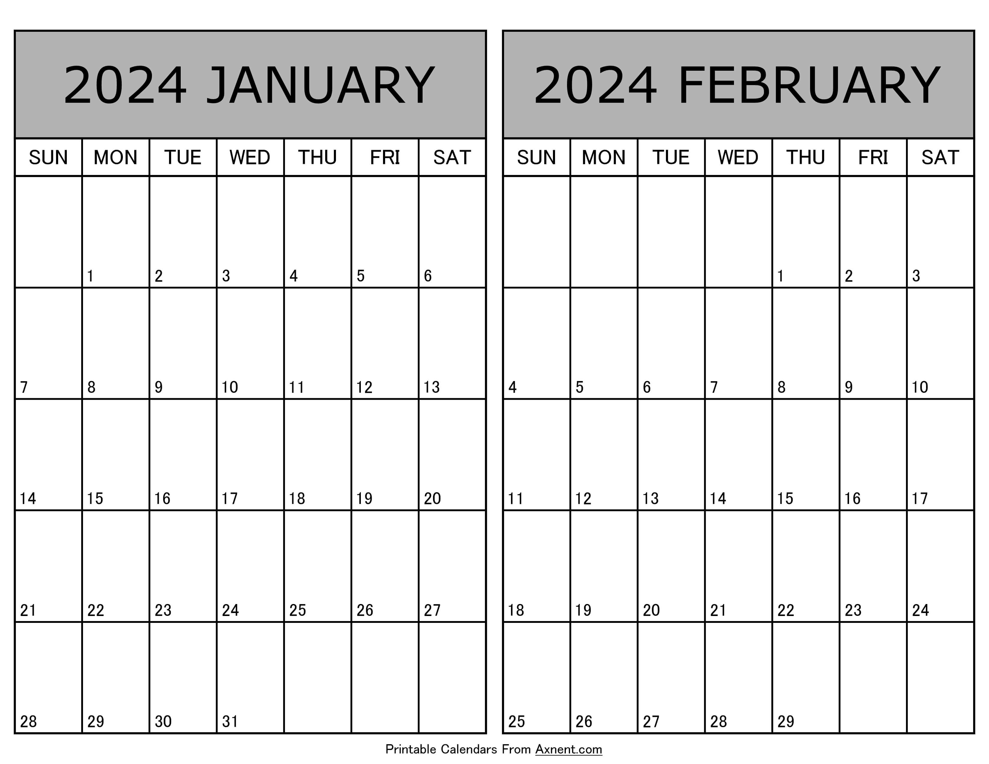 Printable January February 2024 Calendar