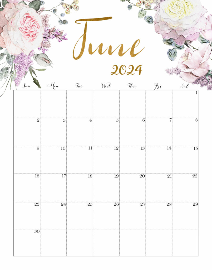 Calendar June 2024 Cute