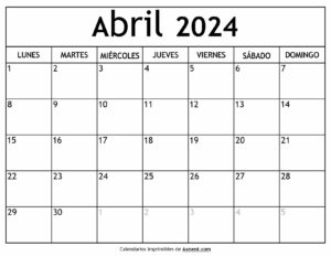 Calendario De Abril 2024