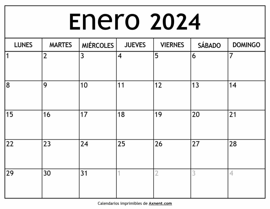 Calendario De Enero 2024