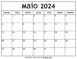 Calendário De Maio De 2024