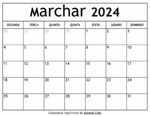 Calendário De Marchar De 2024