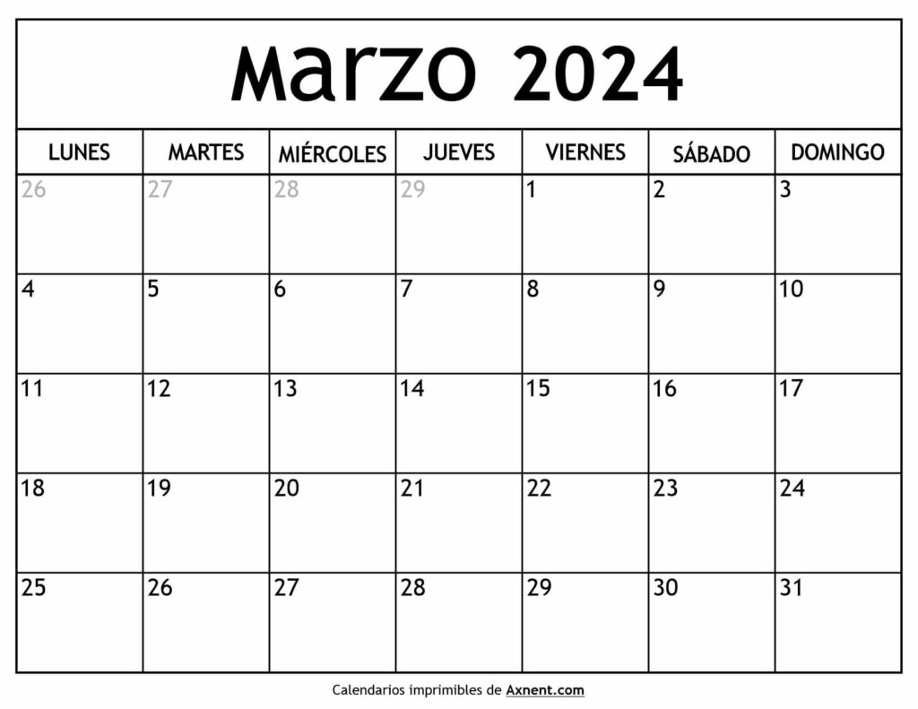 Calendario De Marzo 2024