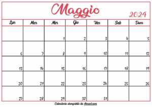 Calendario Maggio 2024 Stampabile