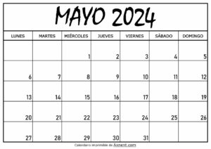 Calendario Mayo 2024 Para Imprimir`