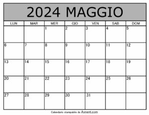 Calendario Mensile di Maggio 2024