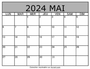 Calendrier À Imprimer Mai 2024