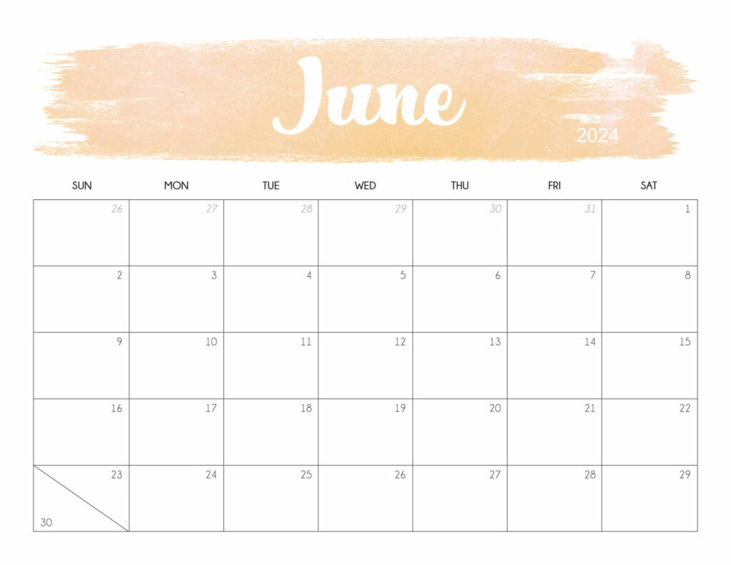 Cute June 2024 Calendar Printable