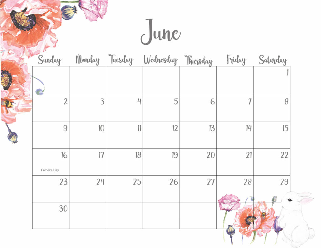 Cute June Calendar 2024