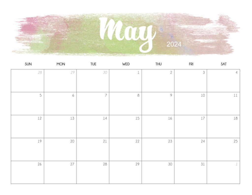 Cute May 2024 Calendar Printable