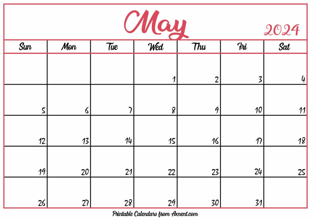Free May Calendar 2024