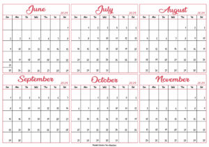 June to November Calendar 2024