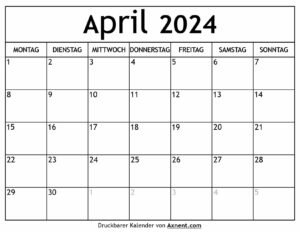 Kalender April 2024