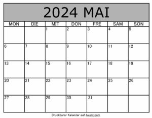 Kalender Mai 2024 zum Ausdrucken