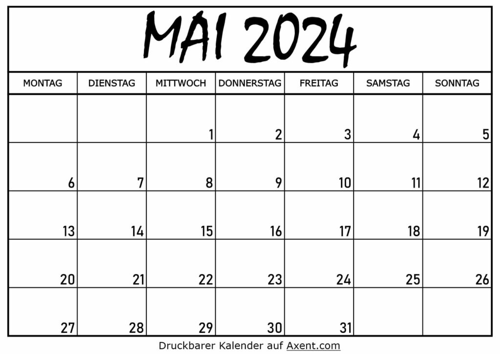 Kalender für Mai 2024