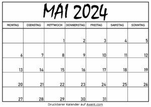 Kalender für Mai 2024