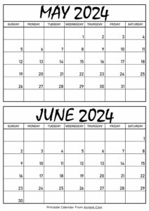 May and June 2024 Calendar