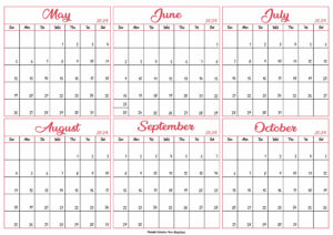 May to October Calendar 2024