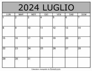 Calendario Mensile di Luglio 2024