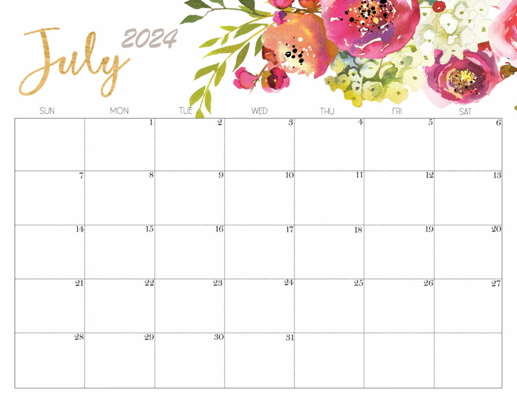 Cute July 2024 Calendar