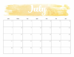 Cute July 2024 Calendar Printable