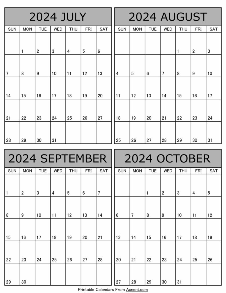 July August September October 2024 Calendar