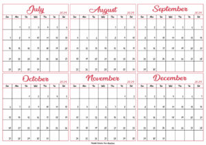 July to December Calendar 2024