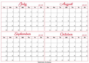 July to October Calendar 2024