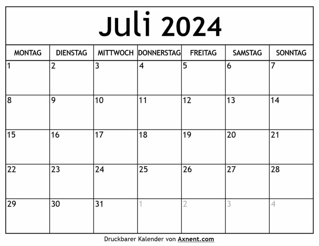 Kalender Juli 2024