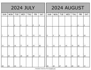 Printable July August 2024 Calendar