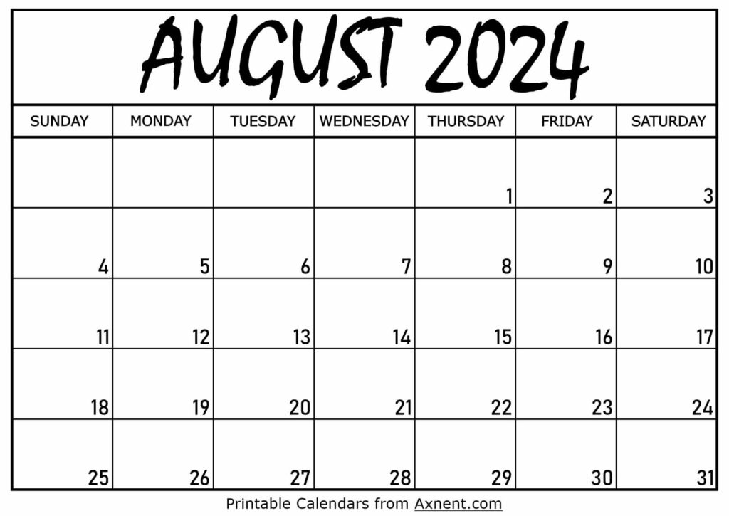 August 2024 Calendar Printable