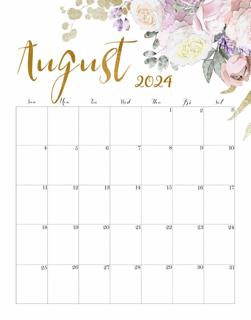 Calendar August 2024 Cute