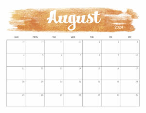 Cute August 2024 Calendar Printable