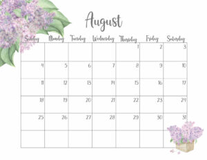 Cute August Calendar 2024